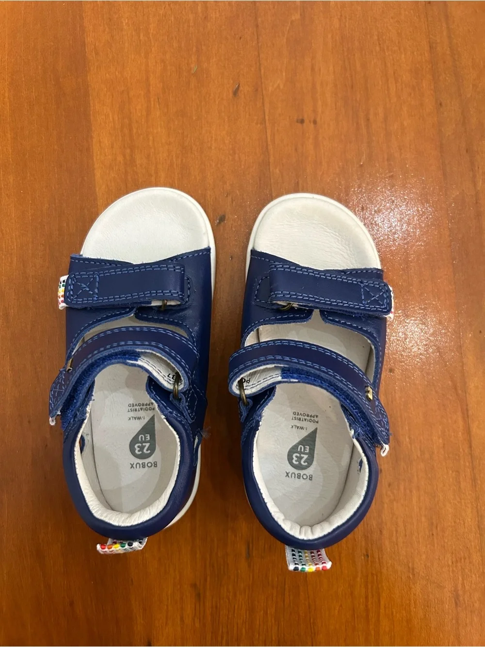 NWOB Bobux I-Walk Rise Leather Sandals - Navy Unisex Kids Shoe Size EU 23 US 7